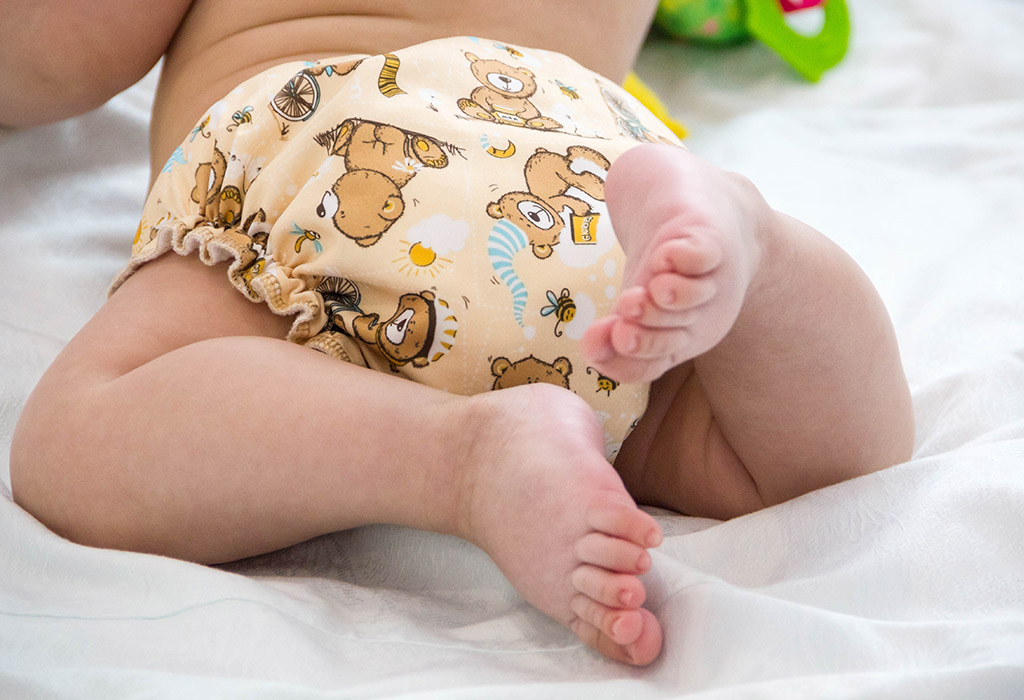 Baby in a cloth diaper