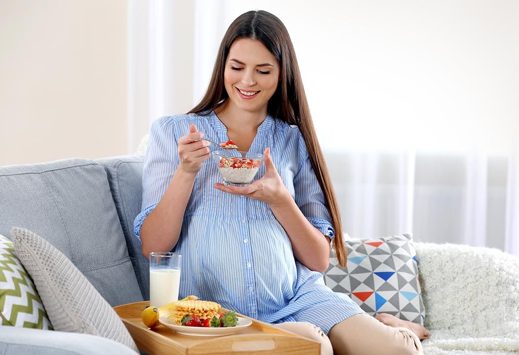 Pregnant woman eating