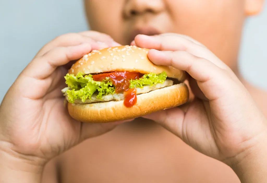Child eating burger