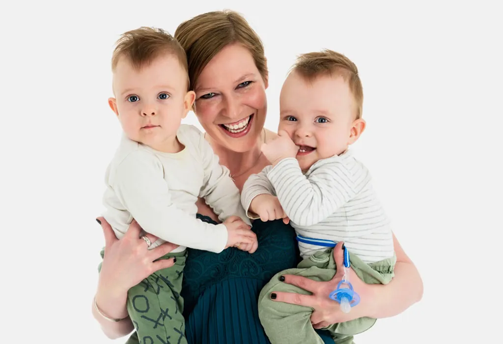 Mother with twin boys
