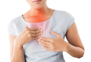Woman with acid reflux