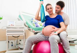 Birthing ball in labour
