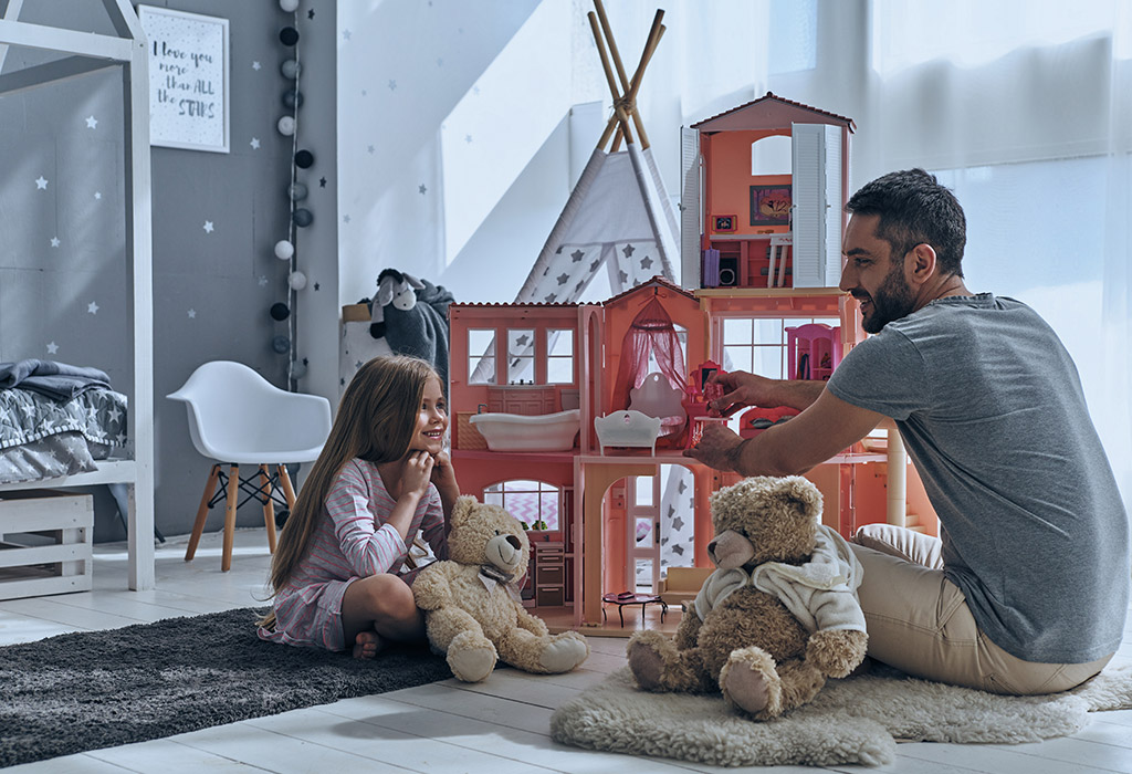 Father and daughter playing