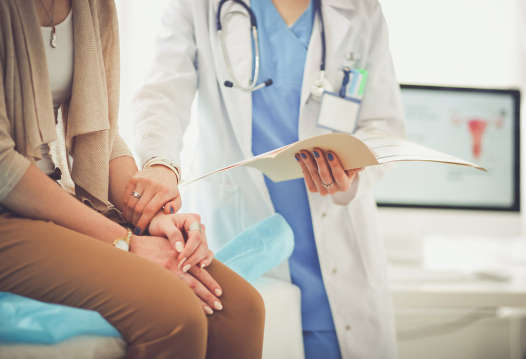 worried woman at doctor