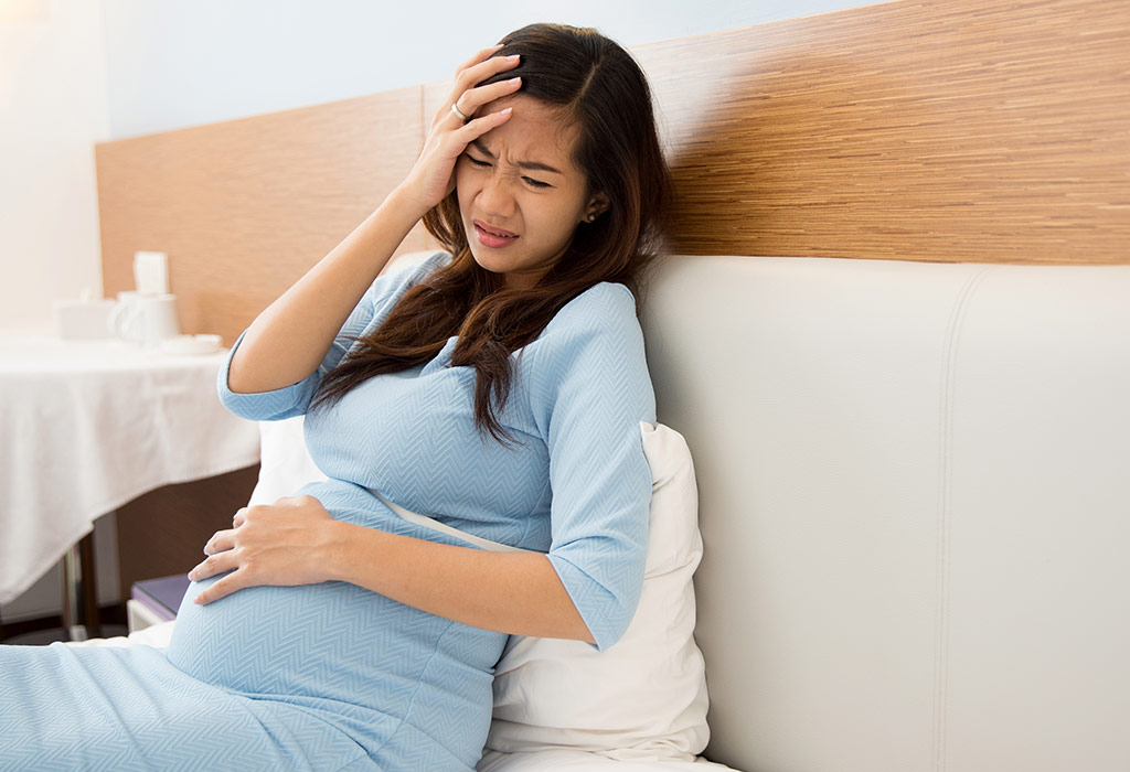 A pregnant woman with a headache