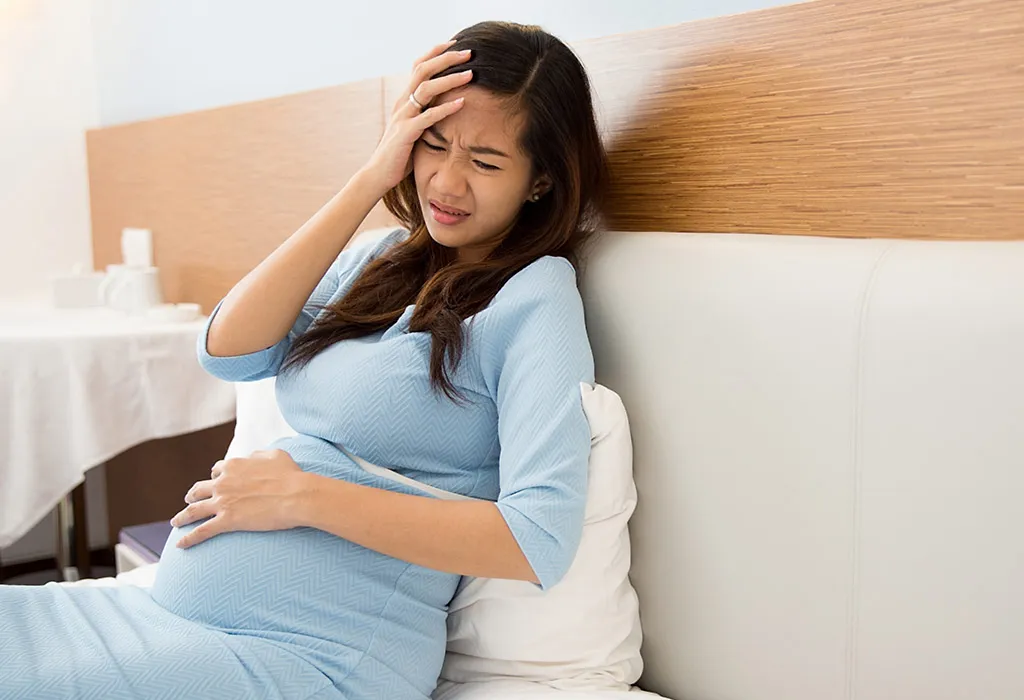 A pregnant woman with a headache