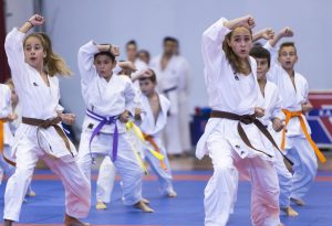 Kids being trained in martial arts