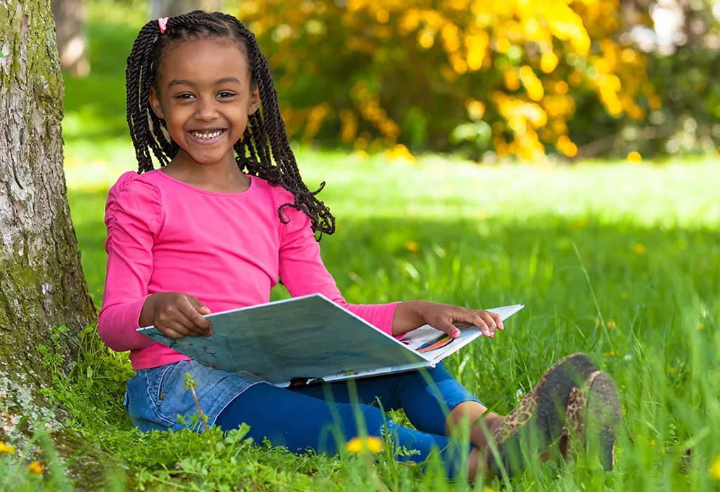 A girl reading a book
