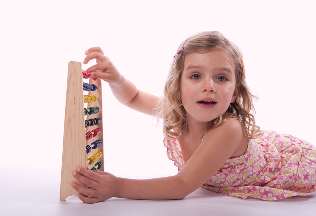 A girl using an abacus