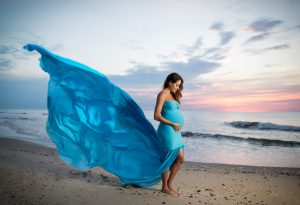 Maternity Photoshoot in Dress with Long Tail