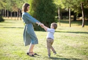 Mom and son dancing