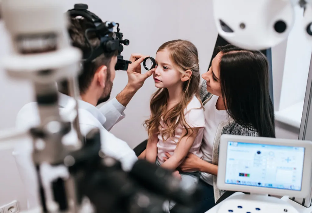 Little girl at ophthalmologist