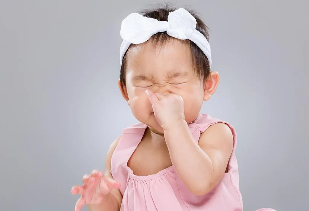 A baby girl's clogged nostrils