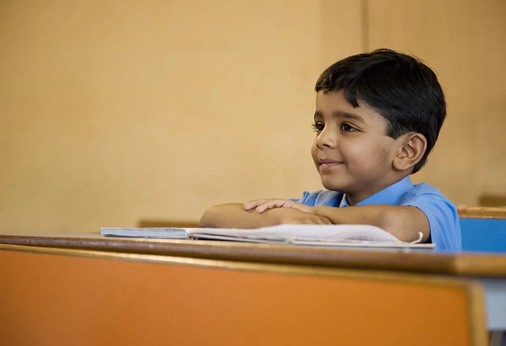 A little boy at school