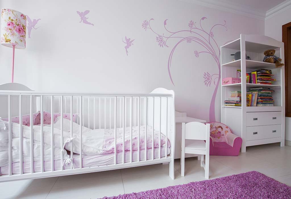 A crib in a baby's room
