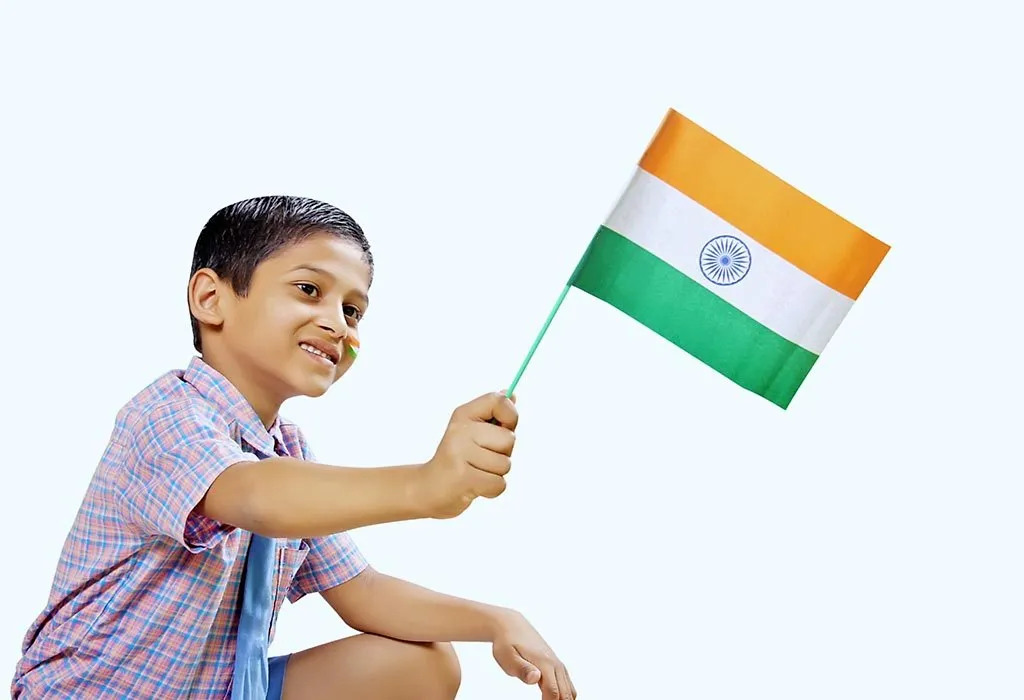 KID WITH INDIAN FLAG