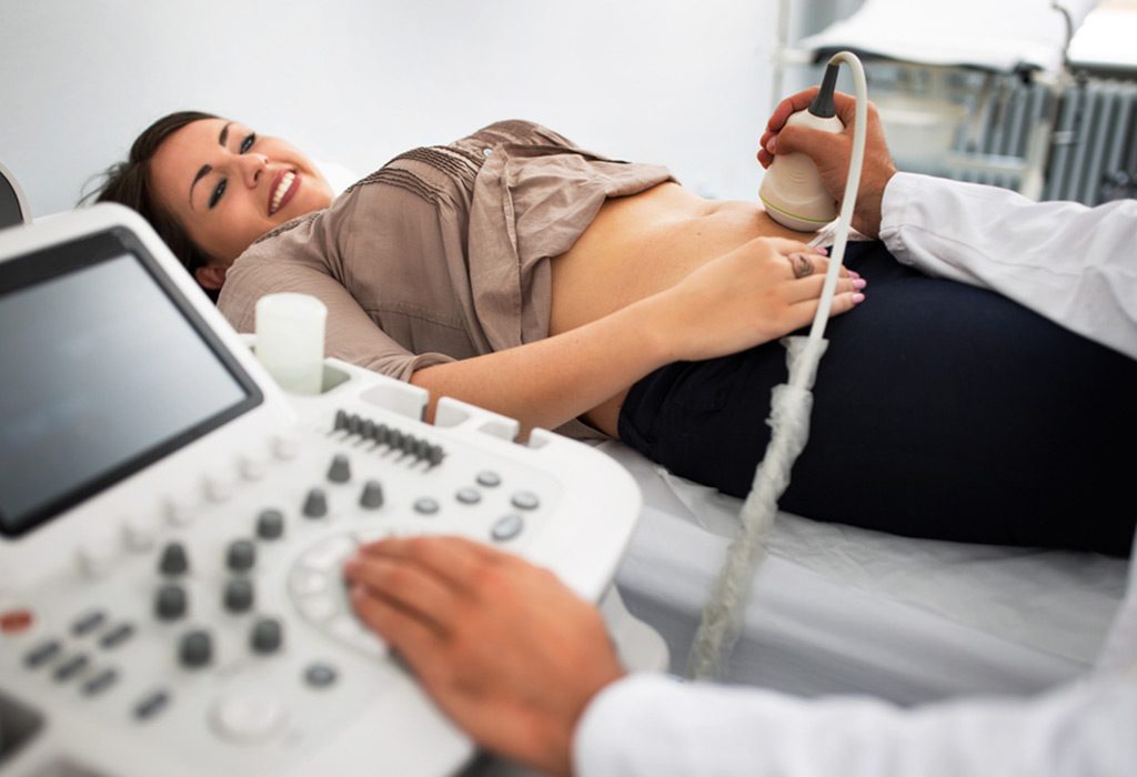 A pregnant woman getting an ultrasound