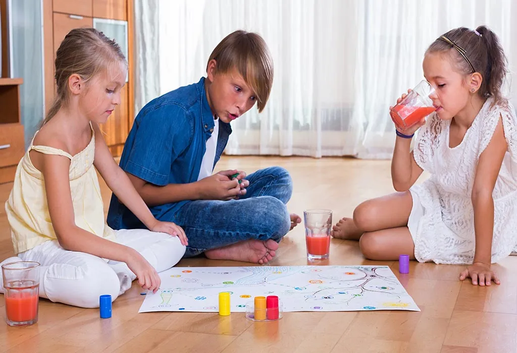 Children playing a board game