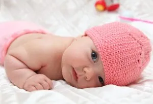 A baby girl awake