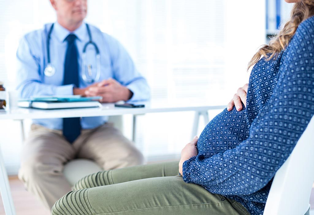 A pregnant woman at the doctor's clinic
