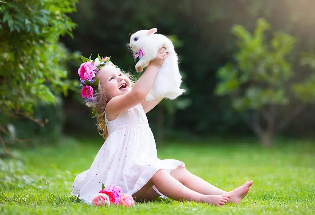 A little girl in a pretty dress