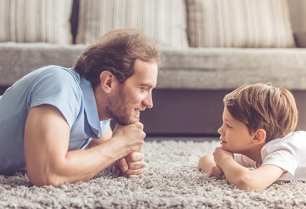 A father and son talking