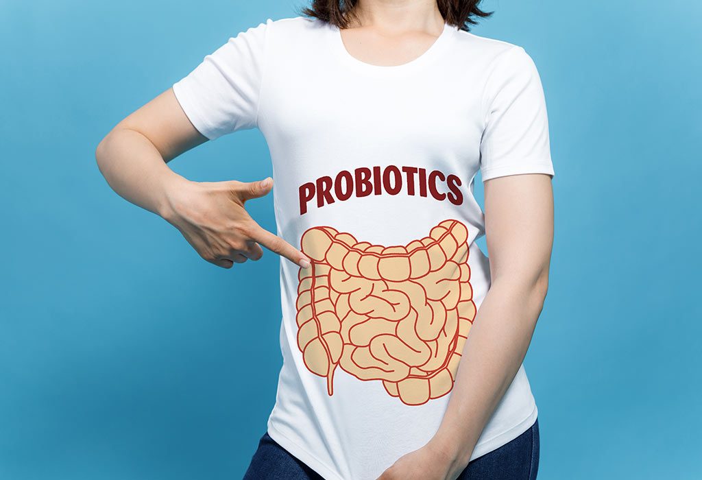 A woman wearing a probiotic t-shirt
