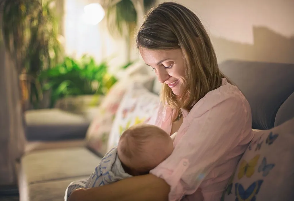 A mother breastfeeding her child