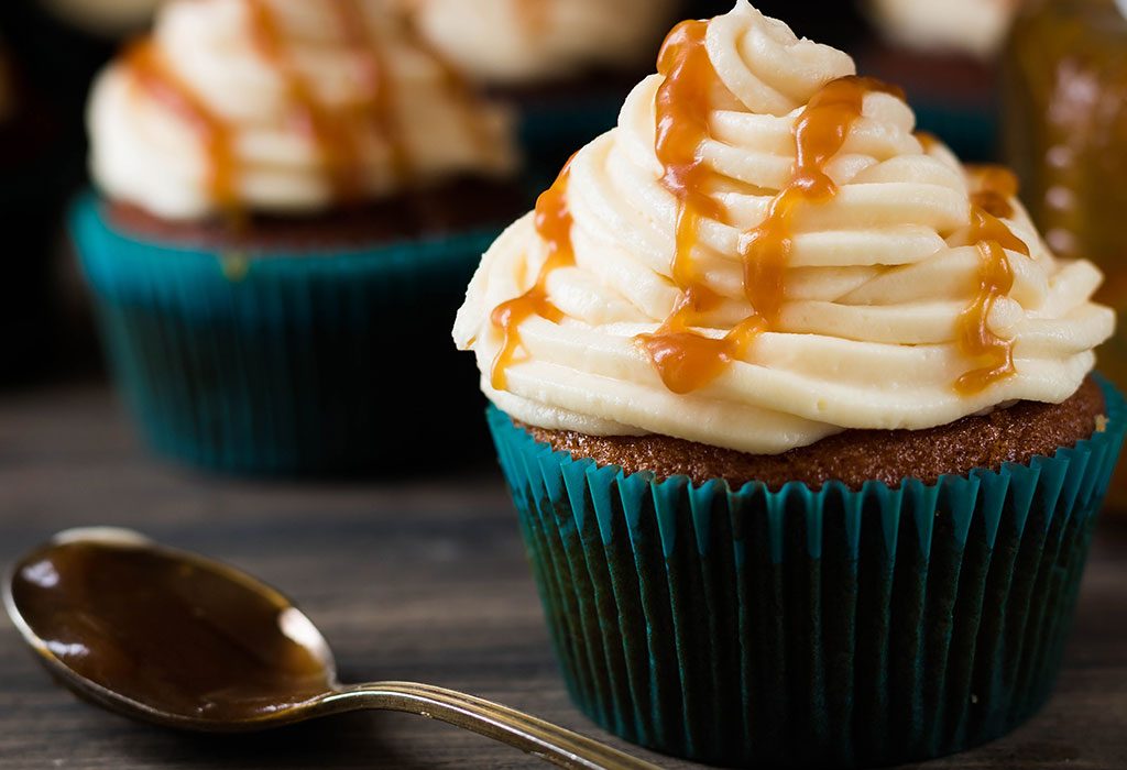 Salted Cupcakes with Caramel Filling