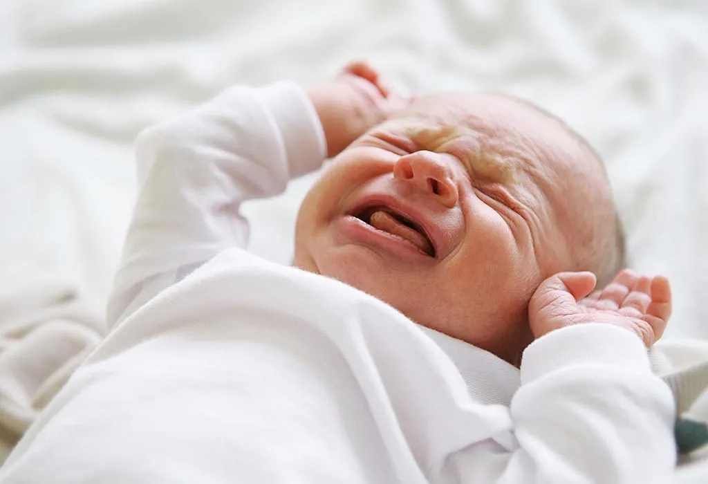 A newborn baby crying