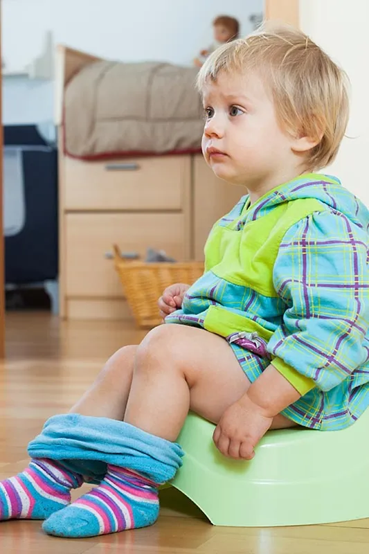 A girl sitting on the potty seat