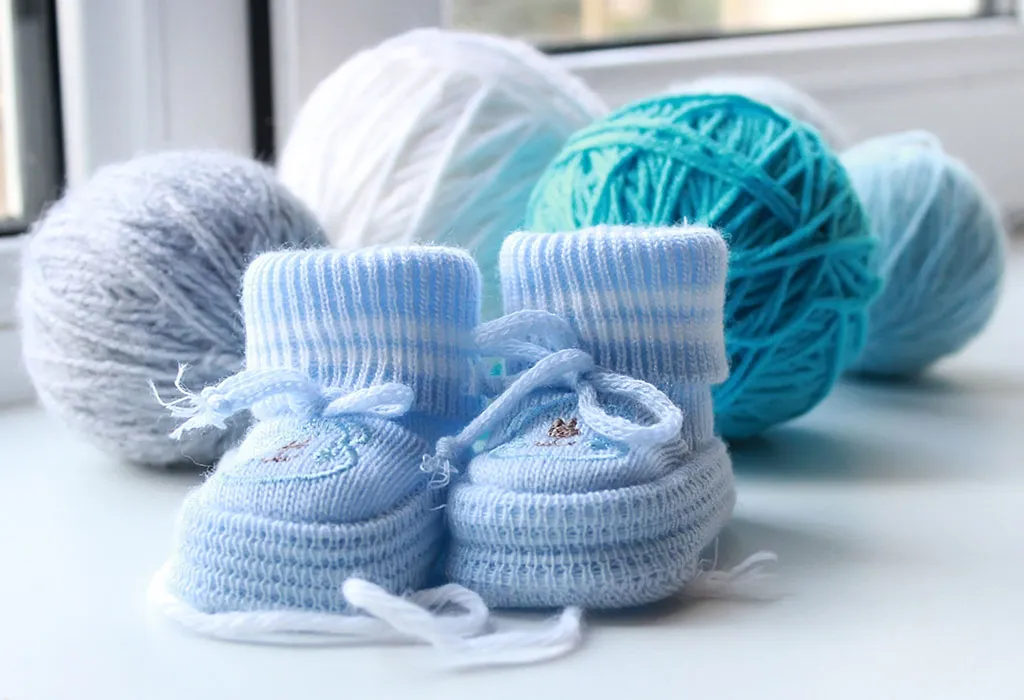 Knitted blue shoes