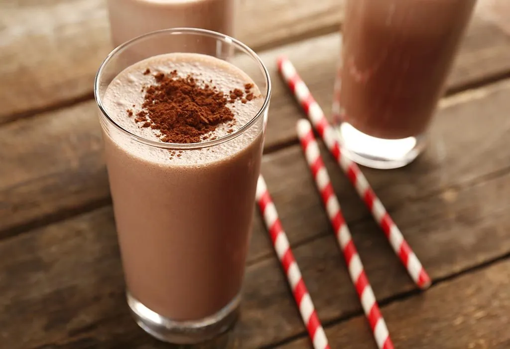 A glass of chocolate milkshake