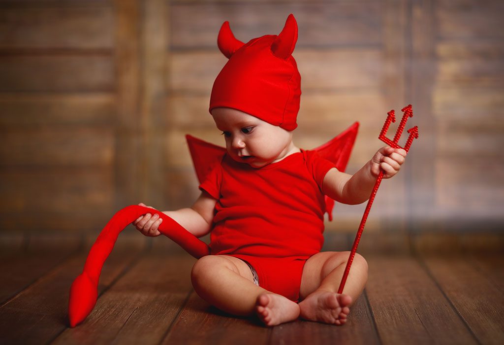 Baby dressed as devil