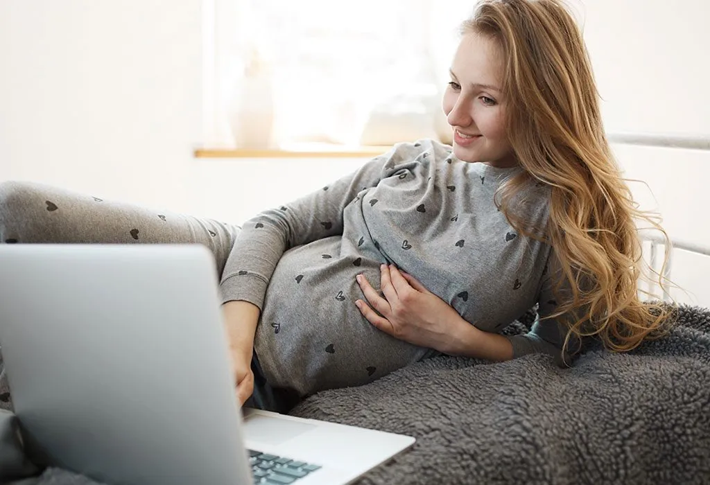 Pregnant Woman Watching a Movie
