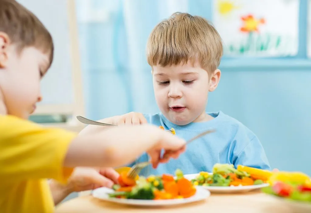 A child eating healthy food