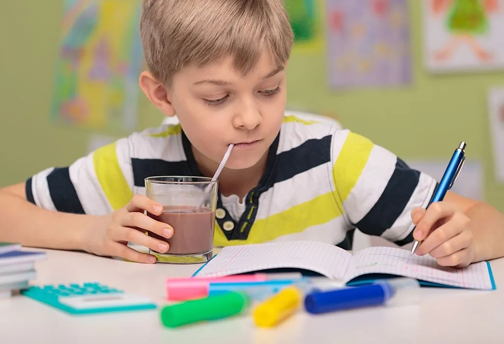 Boy doing maths homework
