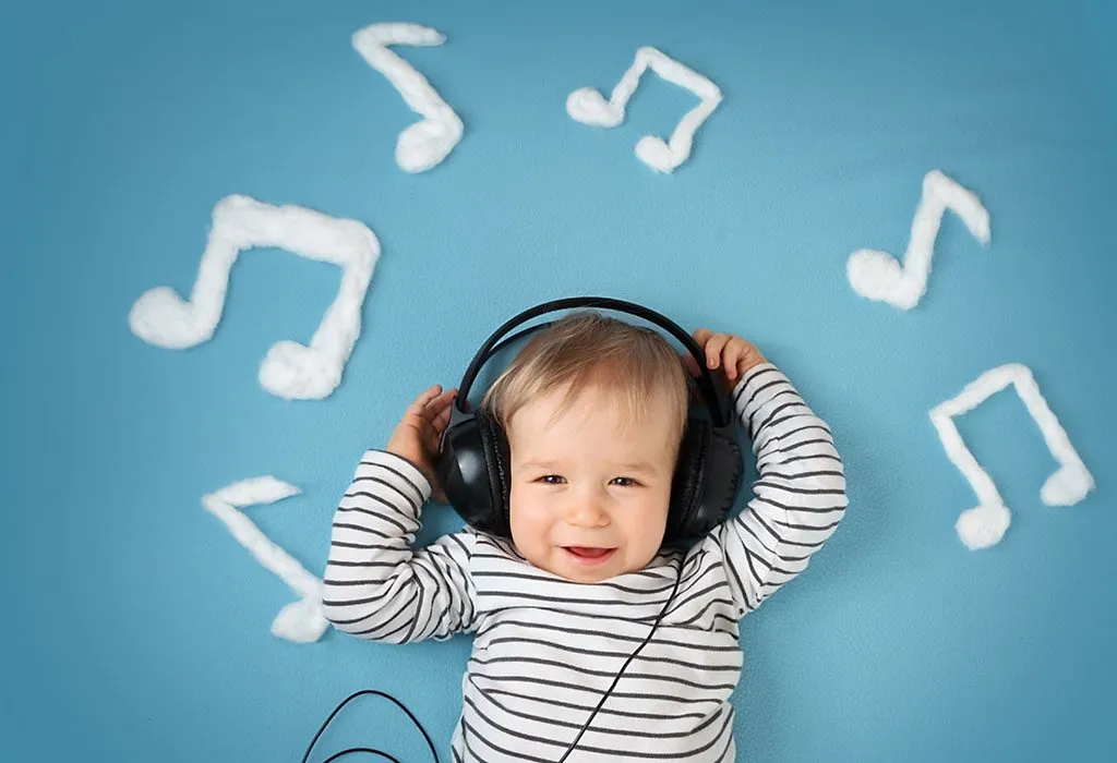 Baby listening to music