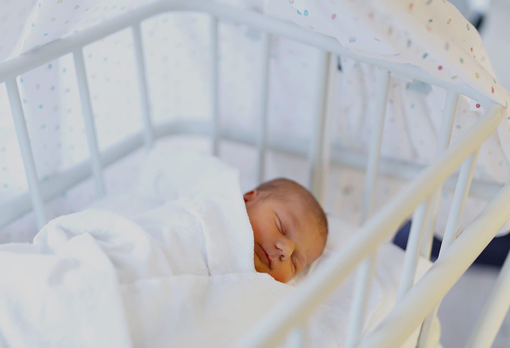 Newborn sleeping in hospital