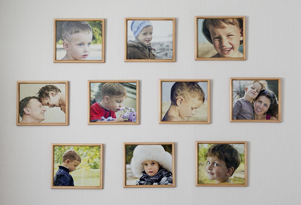 Photo collage on wall