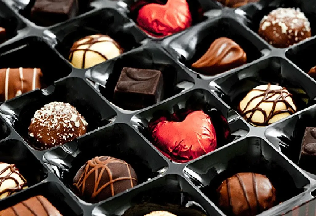 Exotic Chocolates With Interspersed Hearts
