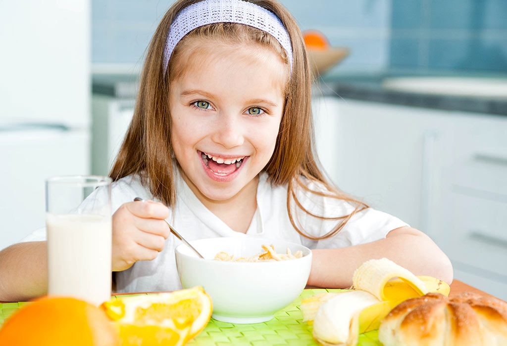 Child enjoying breakfast