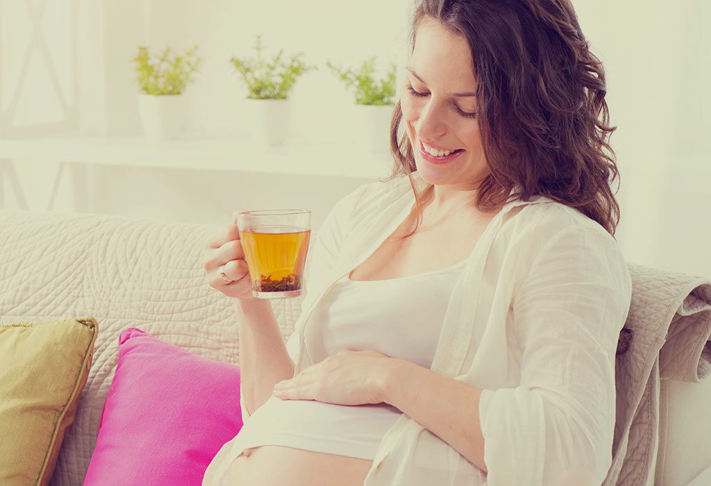 Pregnant woman drinking Echinacea tea