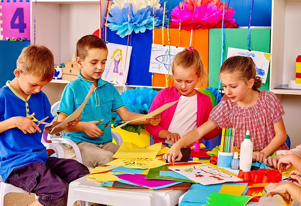 Children engaging in craft activities