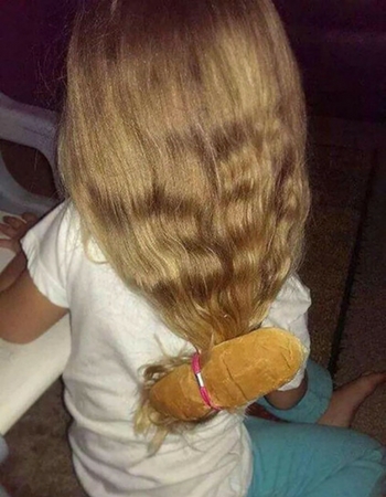 "Daddy, can you tie my hair in a bun please?"