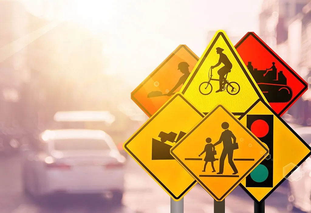 Road safety rules for children set. Kids crossing street along