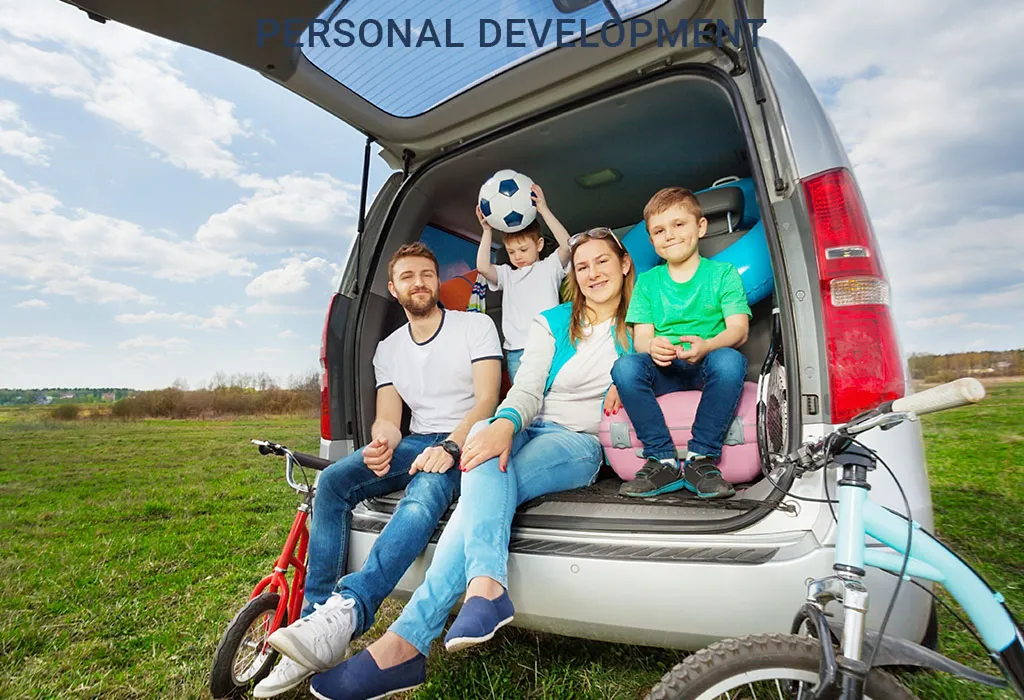 Happy family going on trip