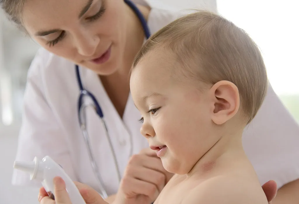 Baby with Dermatologist for hair loss checkup