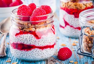chia seeds and berry pudding