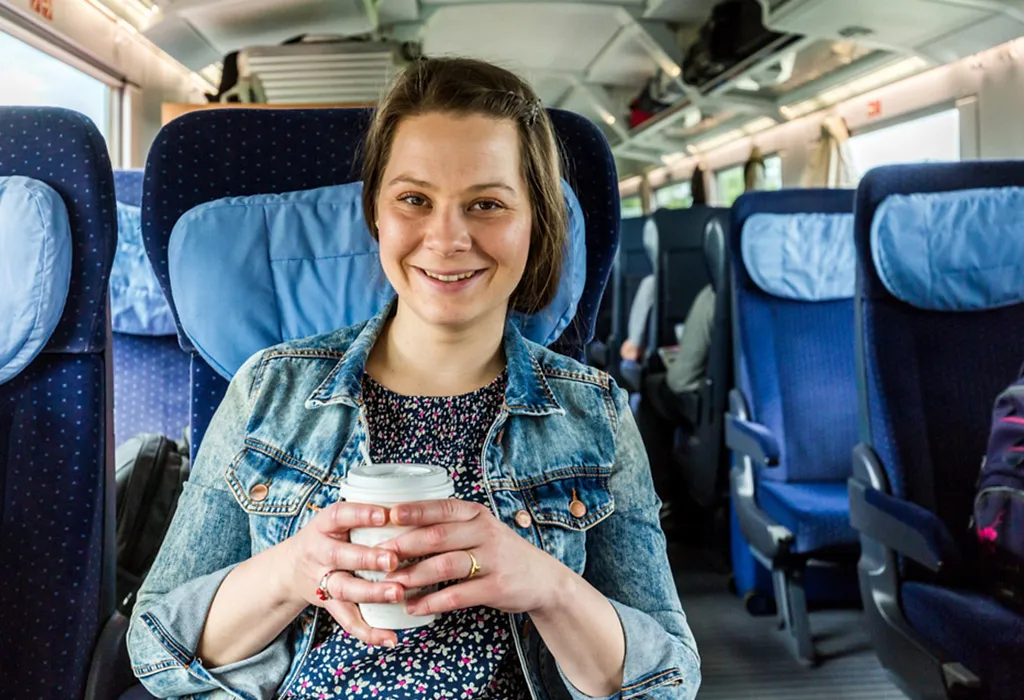 Pregnant woman on train